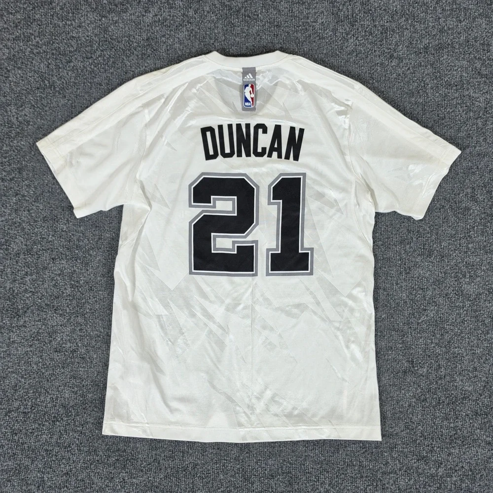 2014 NBA Finals Adidas Tim Duncan San Antonio Spurs Jersey Shirt White Mens M